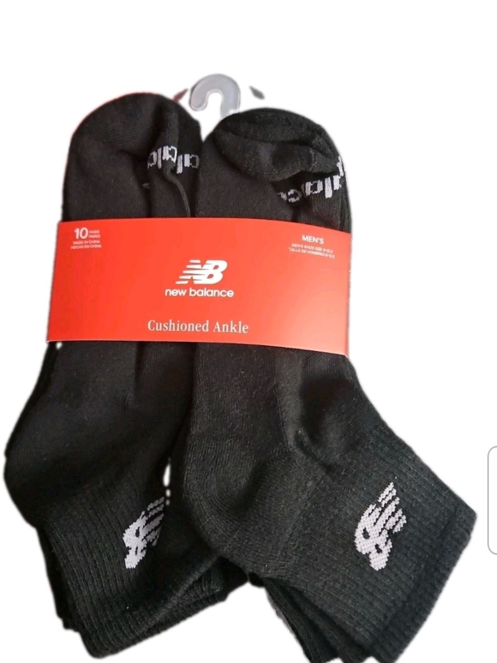 New Balance Men's- 10 pairs Cushion Ankle Black socks Arch support SZ 9-12